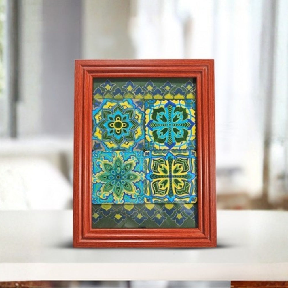 green wall hanging rectangular photo frame with glass